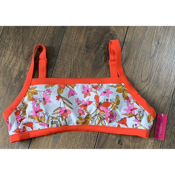 Juniors' Xhilaration Square Neck Bralette Bikini Top Floral Print X-Large, 1020 - Picture 4 of 8